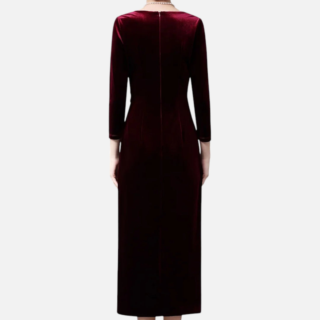 Valantomode | Women’s Draped Velvet Wrap Dress