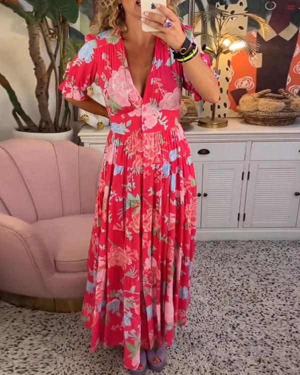 Valantomode | Dress with Vibrant Floral Pattern
