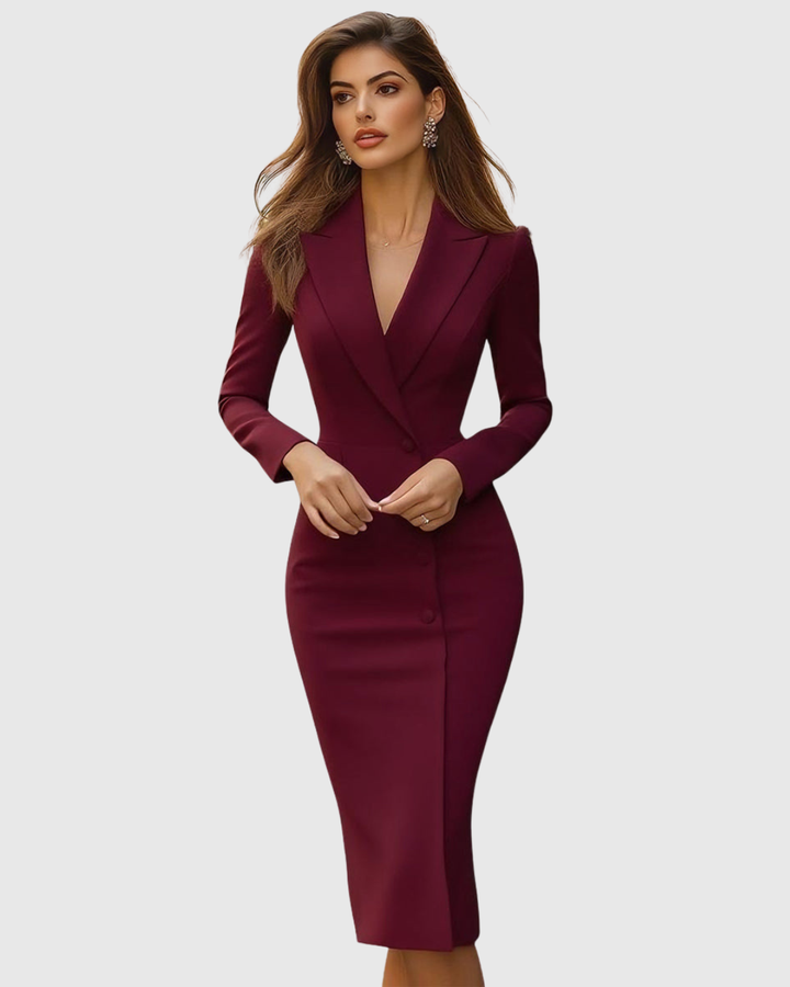Valantomode | Chic Tailored Midi Dress for Effortless Day to Night Style