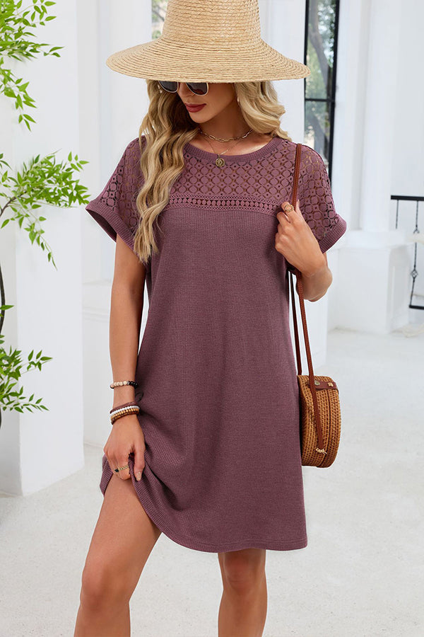 Valantomode | Chic Knit Round Neck Mini Dress for Effortless Style