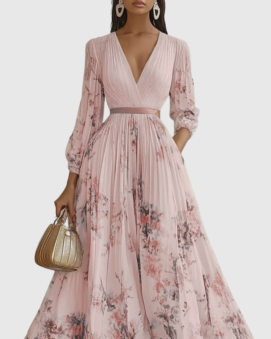 Valantomode | Stylish Pleated Maxi Dress for Effortless Elegance