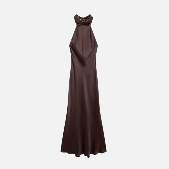 Valantomode | Women’s Satin Halter Dress with Open Back