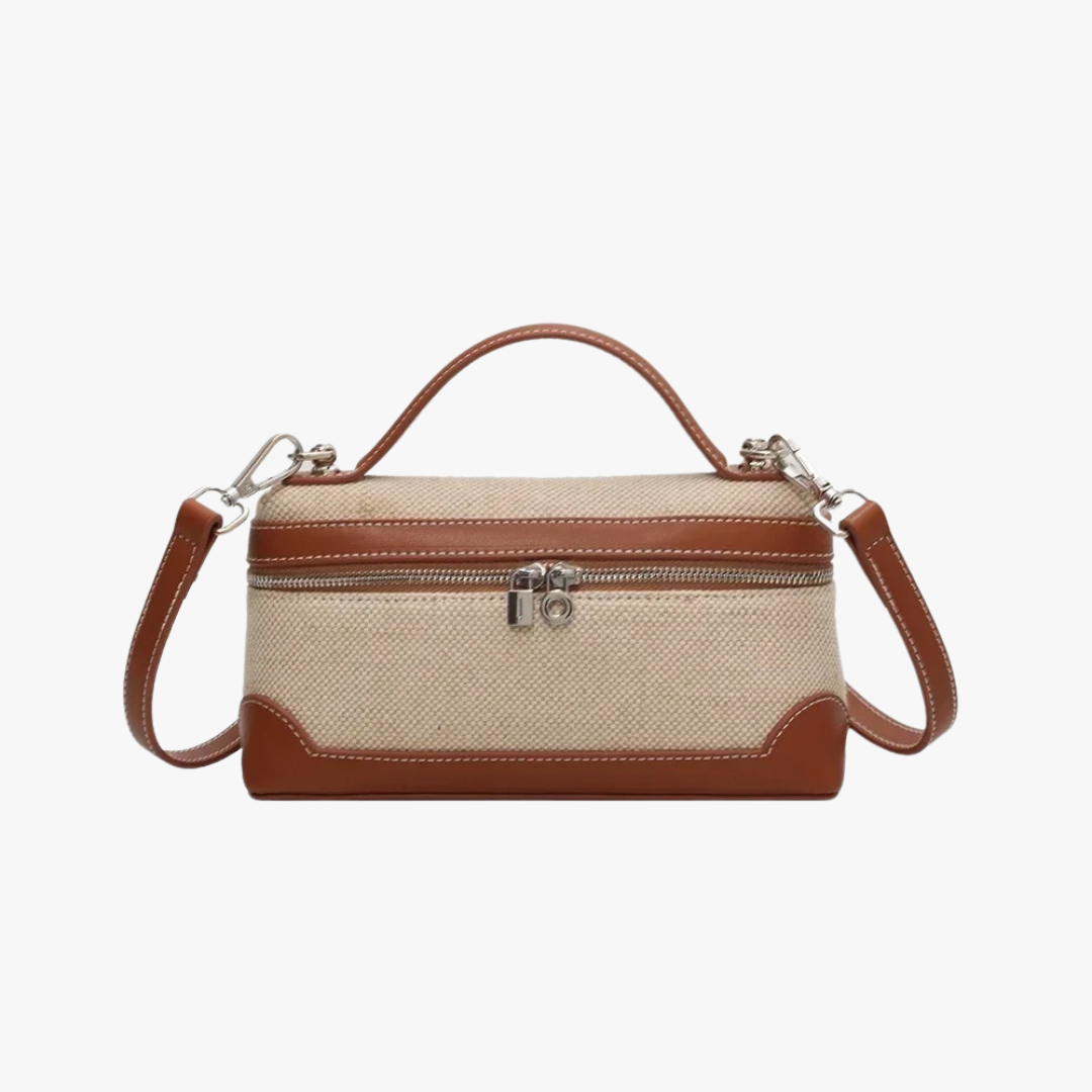 Valantomode | Odyssey Micro-Contour – Premium Two-Tone Canvas & Vegan Leather Mini Crossbody Bag