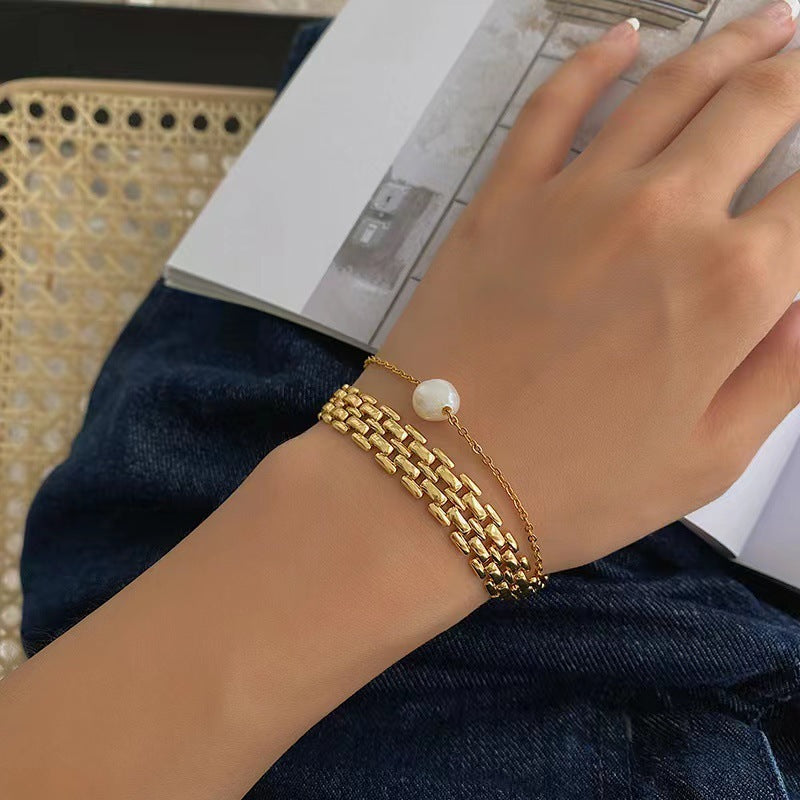 Valantomode | Gold Plated Link Bracelet for Women – Ladies Jewelry