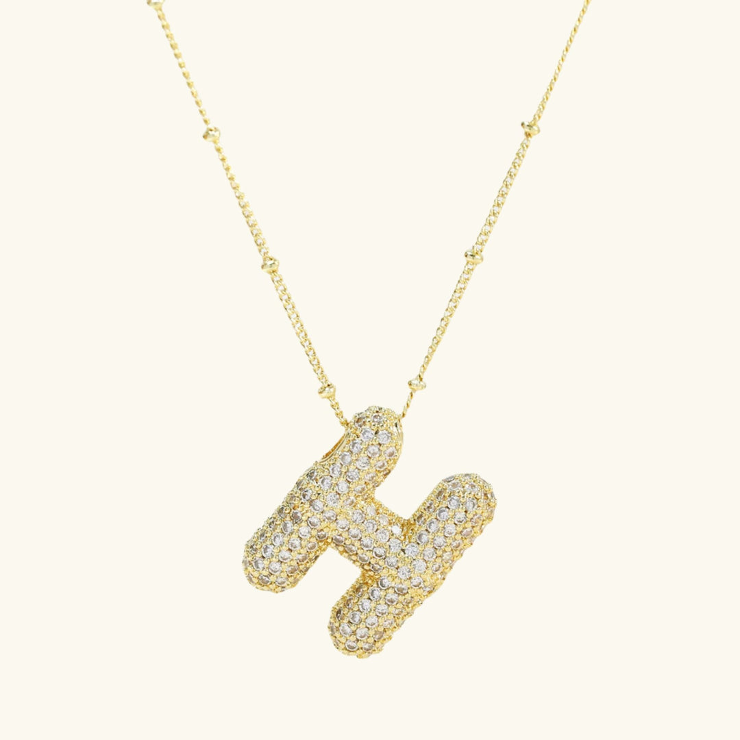 Valantomode | Gold Plated Bubble Initial Necklace for Women