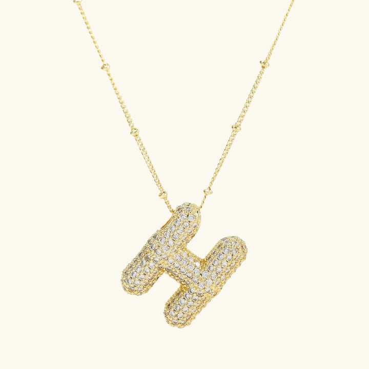 Valantomode | Gold Plated Bubble Initial Necklace for Women