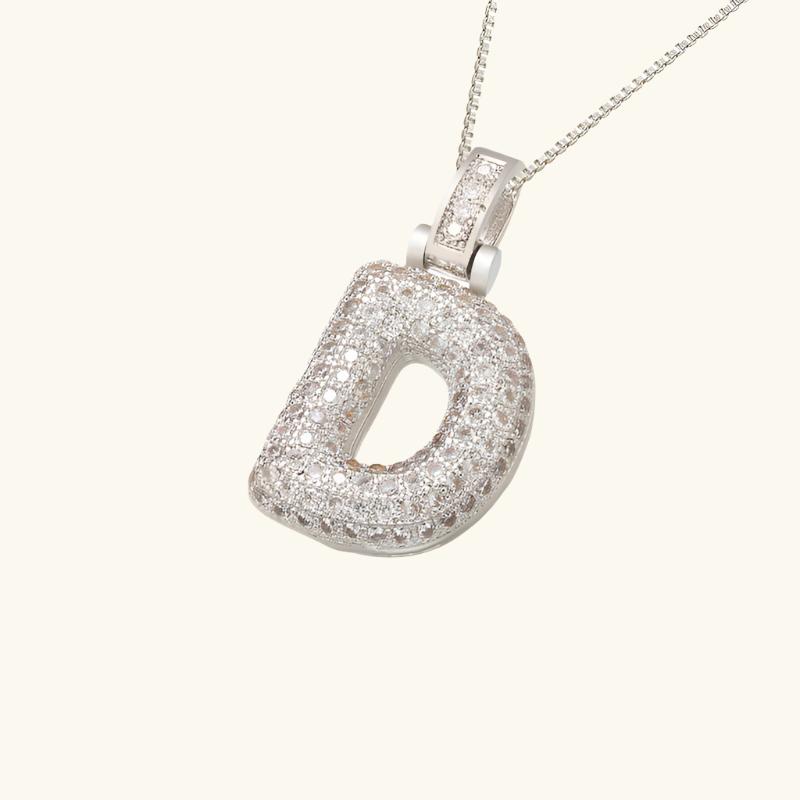 Valantomode | Plated Letter Luxe Necklace with Alphanumeric Architecture and Refractive Assets