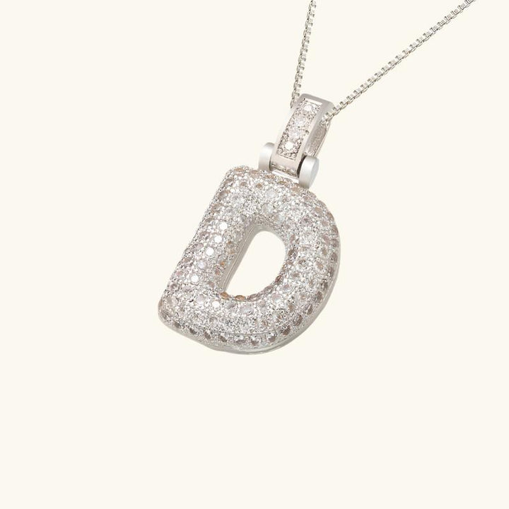Valantomode | Plated Letter Luxe Necklace with Alphanumeric Architecture and Refractive Assets