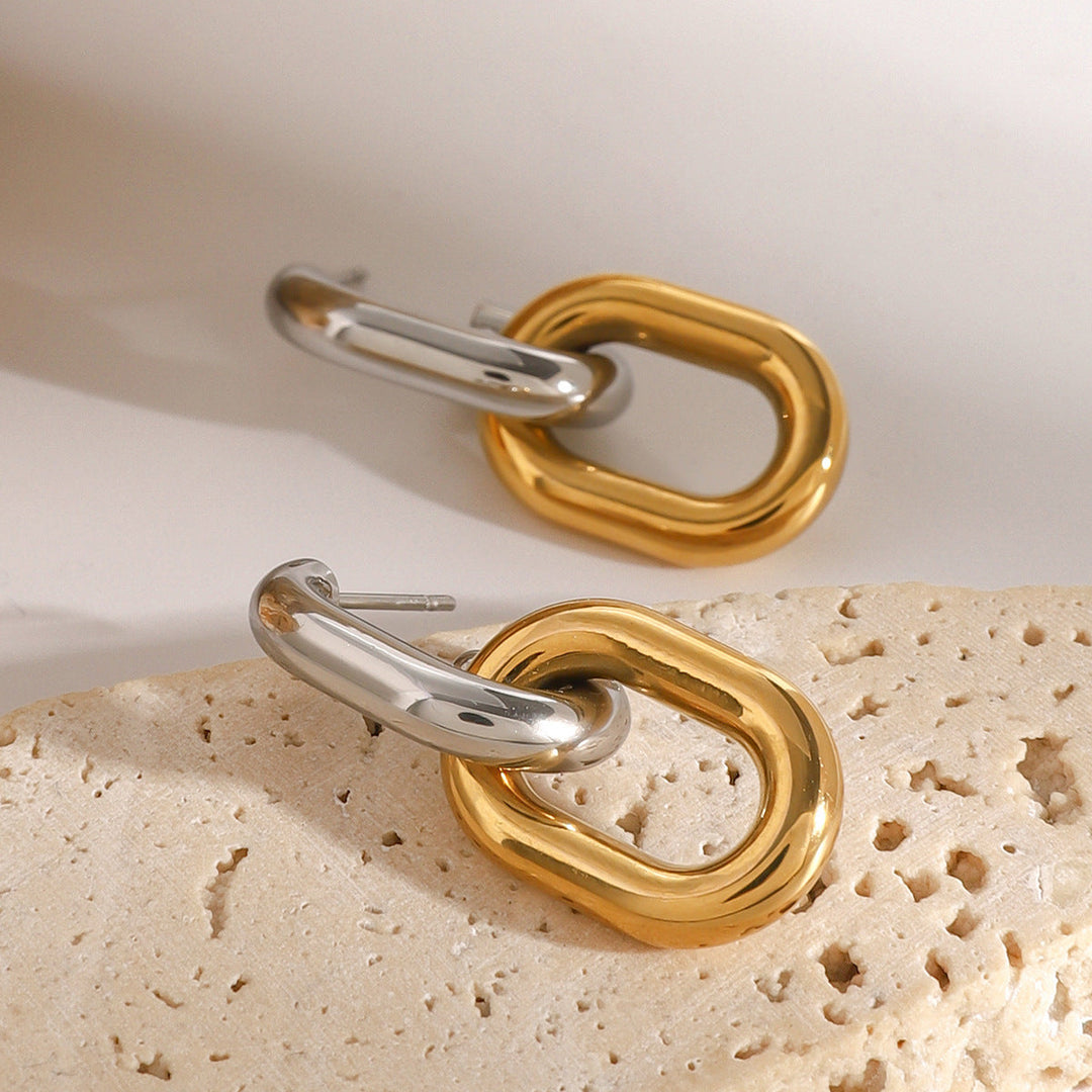 Valantomode | Mixed-Tone Interlocking Sculptural Earrings for Women