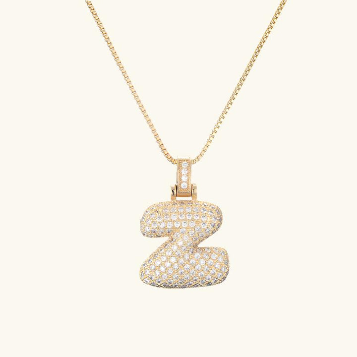 Valantomode | Plated Letter Luxe Necklace with Alphanumeric Architecture and Refractive Assets