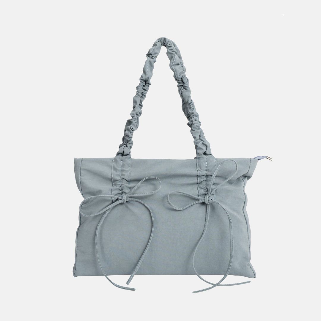 Valantomode | Luna Ribbon Kinetic Tote – Lightweight Adjustable Nylon Shoulder Bag with Ribbon Detail