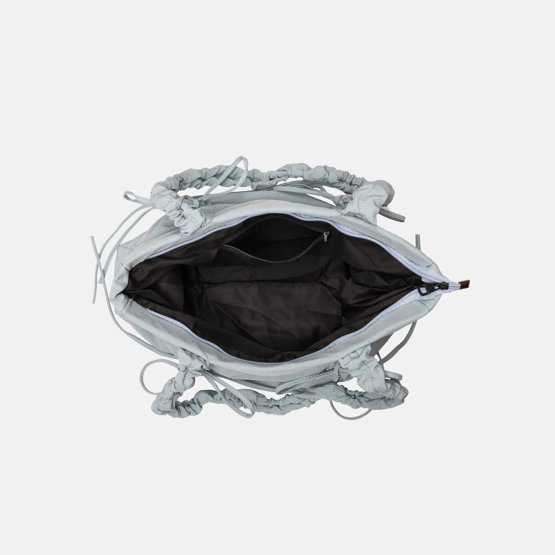 Valantomode | Luna Ribbon Kinetic Tote – Lightweight Adjustable Nylon Shoulder Bag with Ribbon Detail
