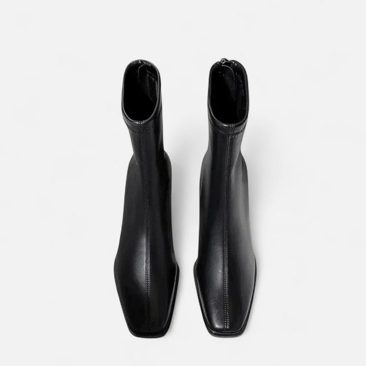 Valantomode | Women’s Vintage Square-Toe Ankle Boots – Retro Executive Leather Booties