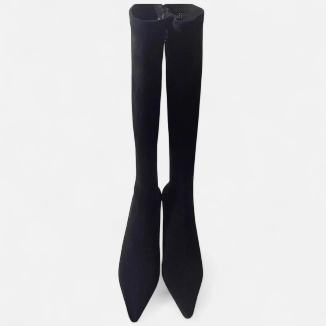 Valantomode | Women’s Suede Thigh-High Boots with Heels