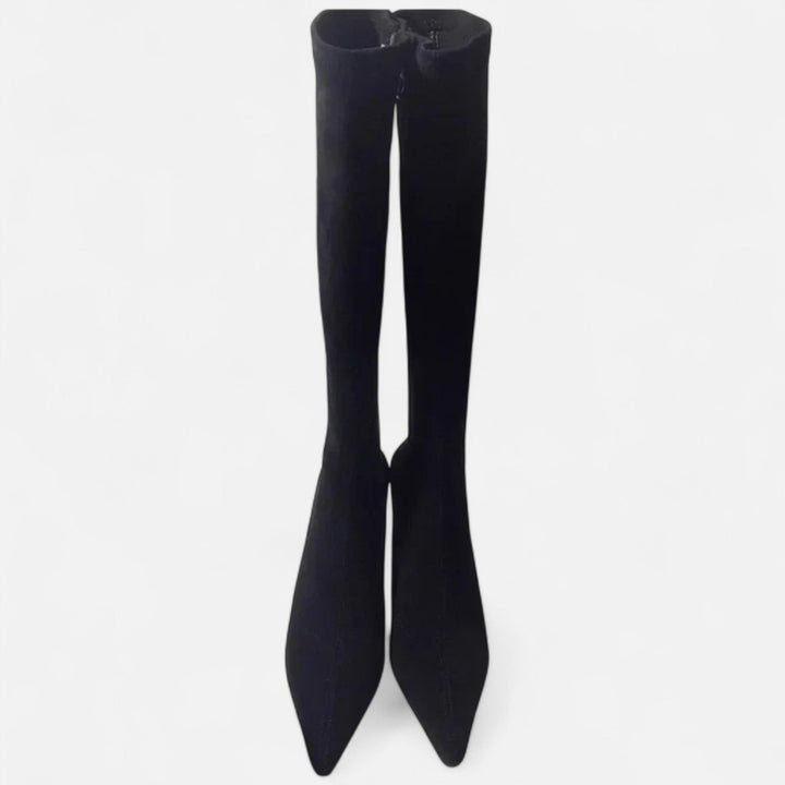 Valantomode | Women’s Suede Thigh-High Boots with Heels