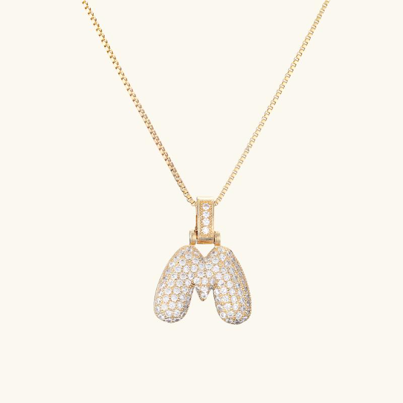 Valantomode | Plated Letter Luxe Necklace with Alphanumeric Architecture and Refractive Assets
