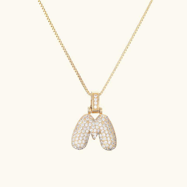 Valantomode | Plated Letter Luxe Necklace with Alphanumeric Architecture and Refractive Assets