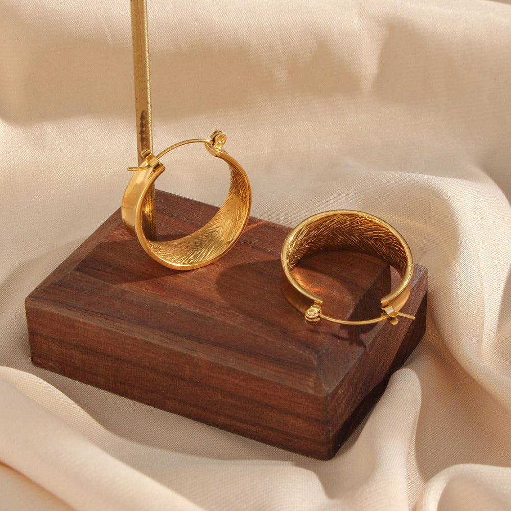 Valantomode | Plated Concentric Hoop Earrings with Internal Texture for Women