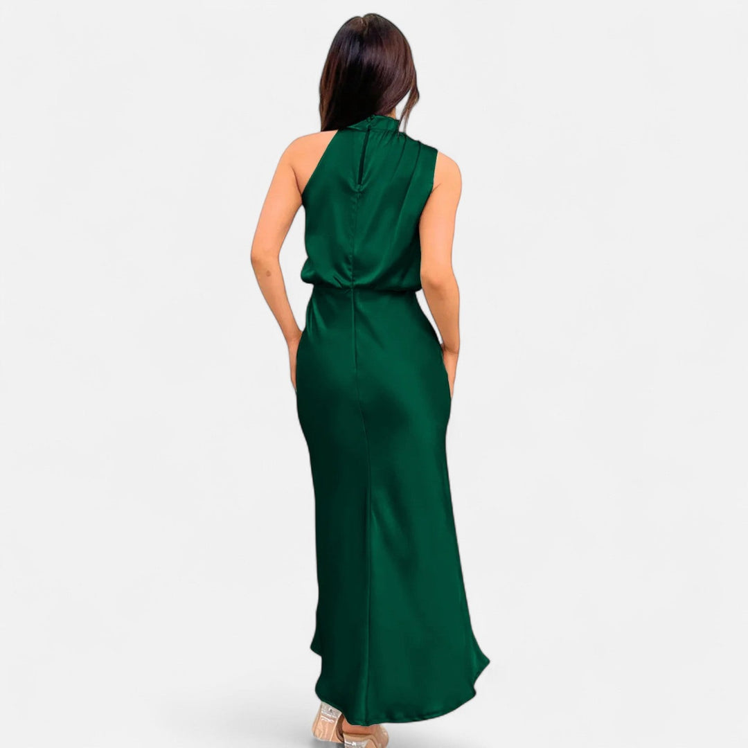Valantomode | Women’s Satin A-Line Sleeveless Long Dress