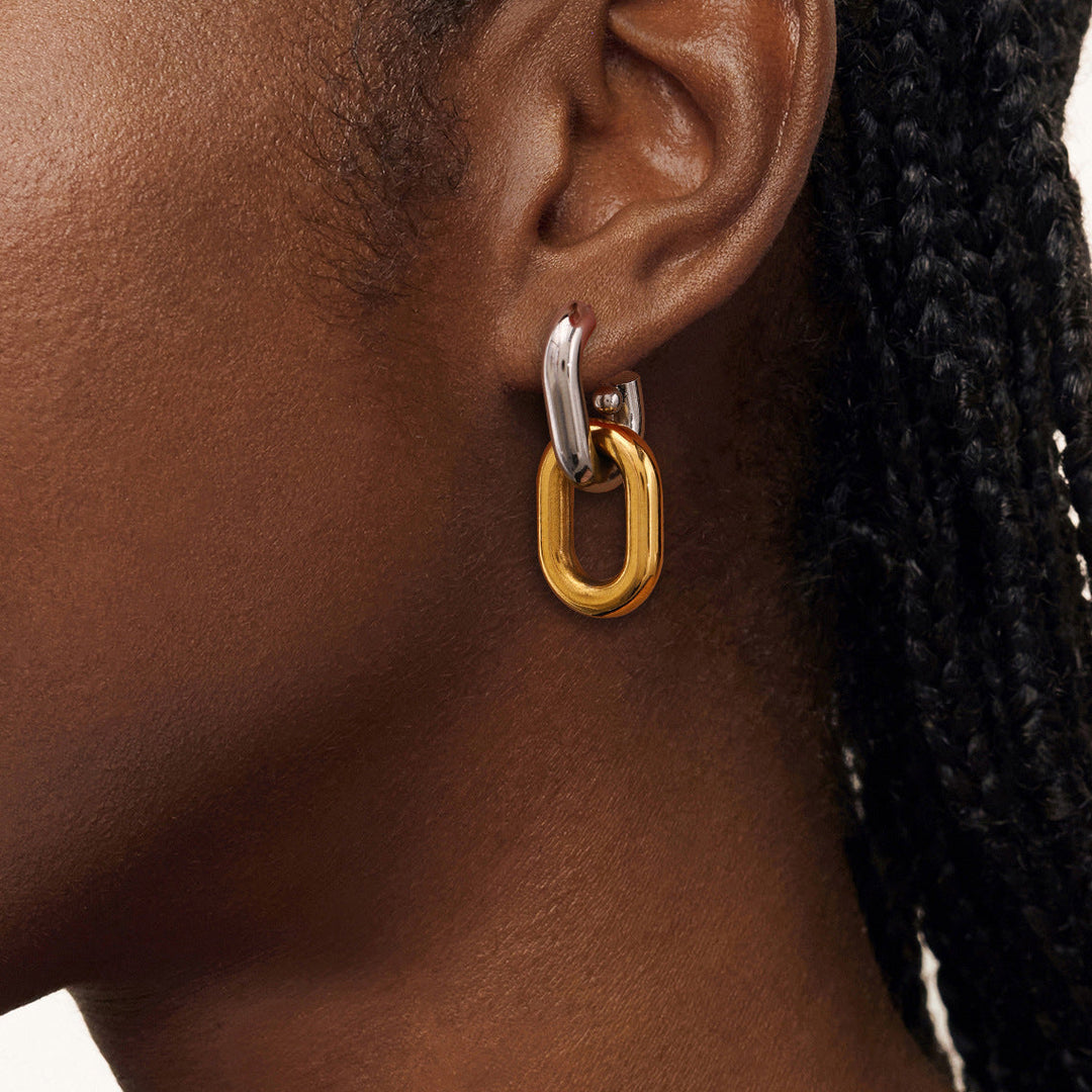 Valantomode | Mixed-Tone Interlocking Sculptural Earrings for Women