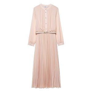 Valantomode | Elegant Lantern Sleeve Chiffon Maxi Dress with Belt