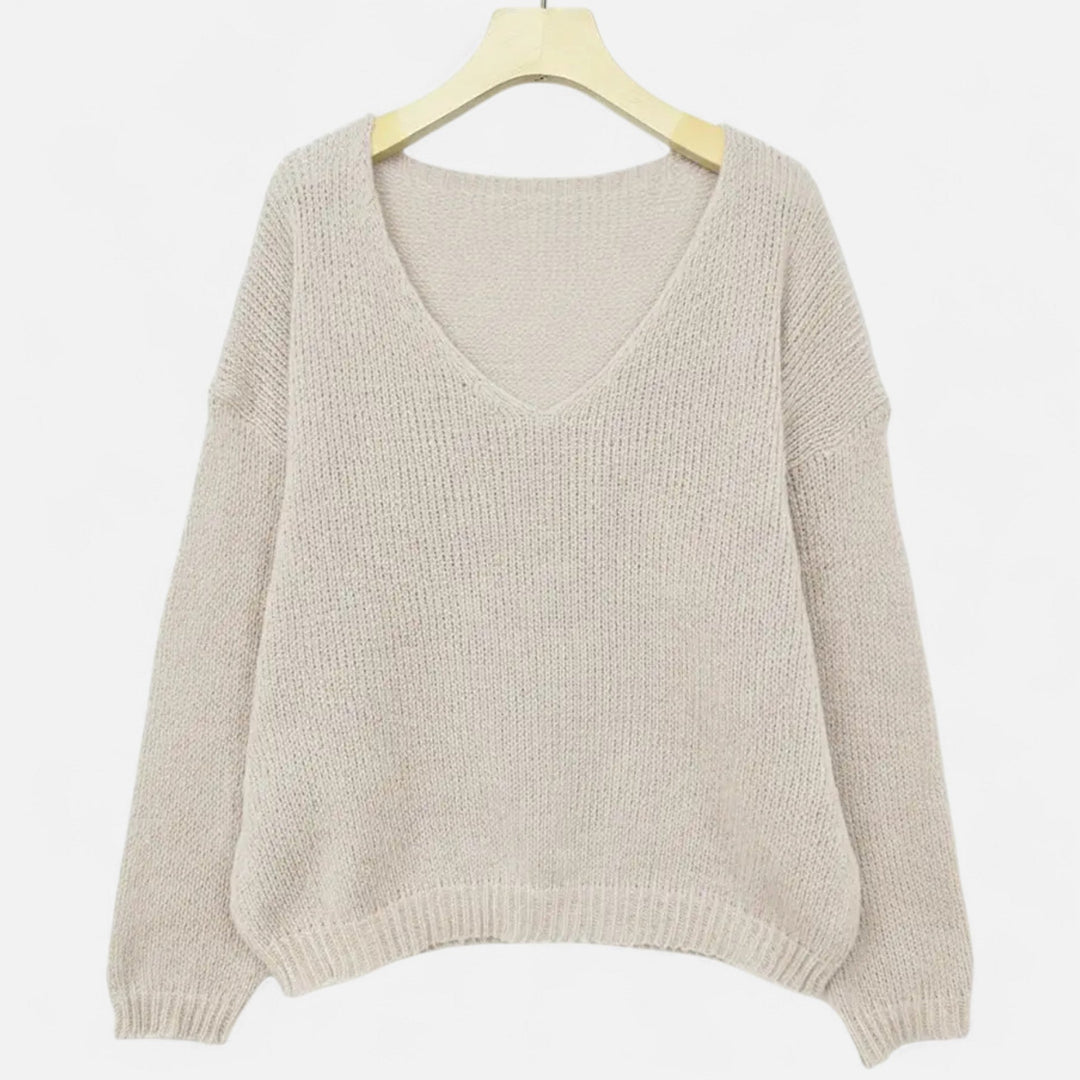 Valantomode | Women’s V-Neck Pullover Sweater – Essential Metropolitan Knitwear