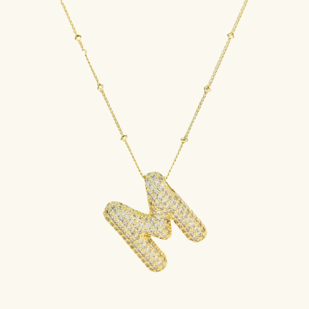 Valantomode | Gold Plated Bubble Initial Necklace for Women