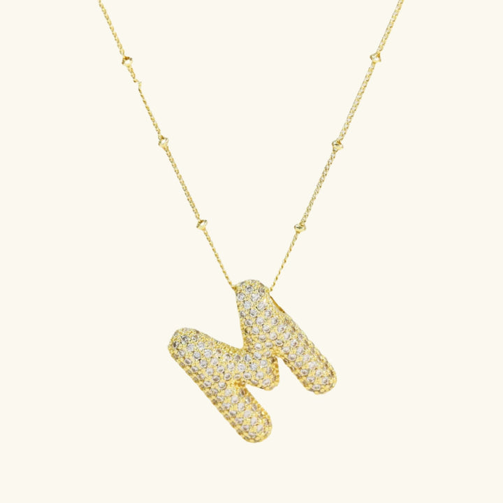 Valantomode | Gold Plated Bubble Initial Necklace for Women