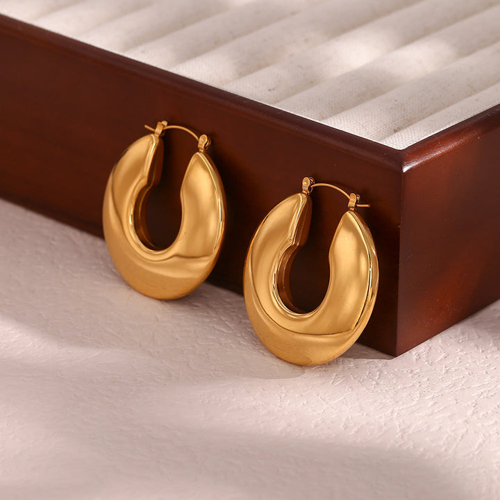 Valantomode | Heavyweight Plated Volumetric Hoop Earrings for Women