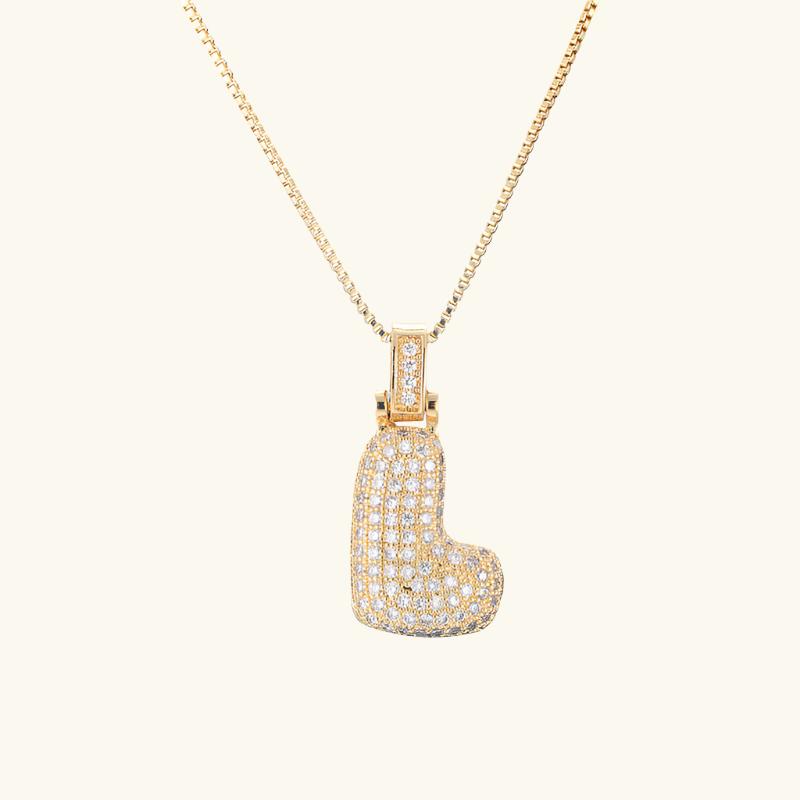 Valantomode | Plated Letter Luxe Necklace with Alphanumeric Architecture and Refractive Assets