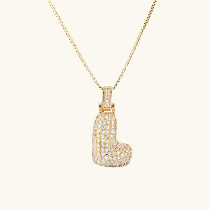 Valantomode | Plated Letter Luxe Necklace with Alphanumeric Architecture and Refractive Assets