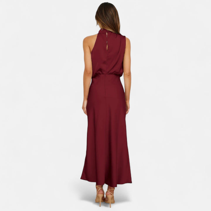 Valantomode | Women’s Satin A-Line Sleeveless Long Dress