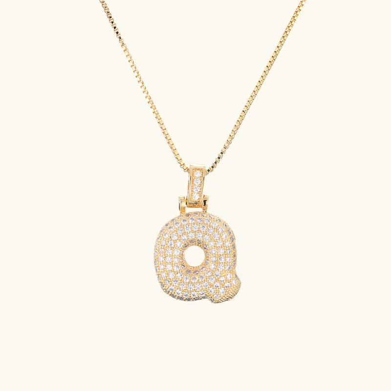 Valantomode | Plated Letter Luxe Necklace with Alphanumeric Architecture and Refractive Assets