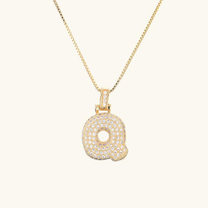 Valantomode | Plated Letter Luxe Necklace with Alphanumeric Architecture and Refractive Assets