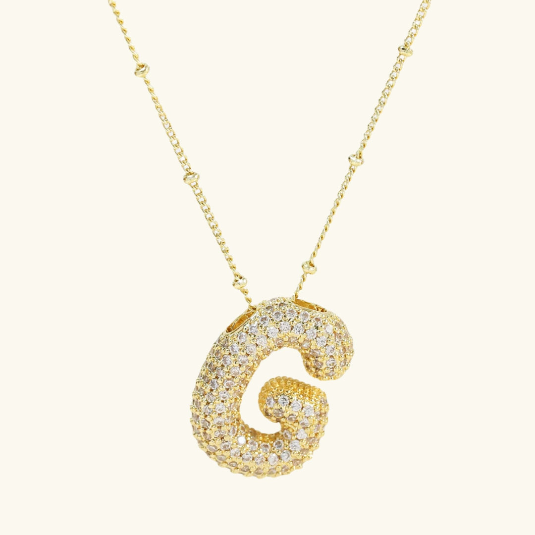 Valantomode | Gold Plated Bubble Initial Necklace for Women