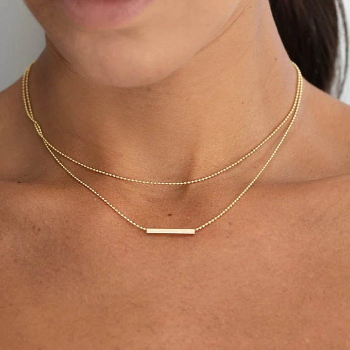 Valantomode | Plated Dual-Chain Nova Bar Necklace with Monolithic Linear Architecture