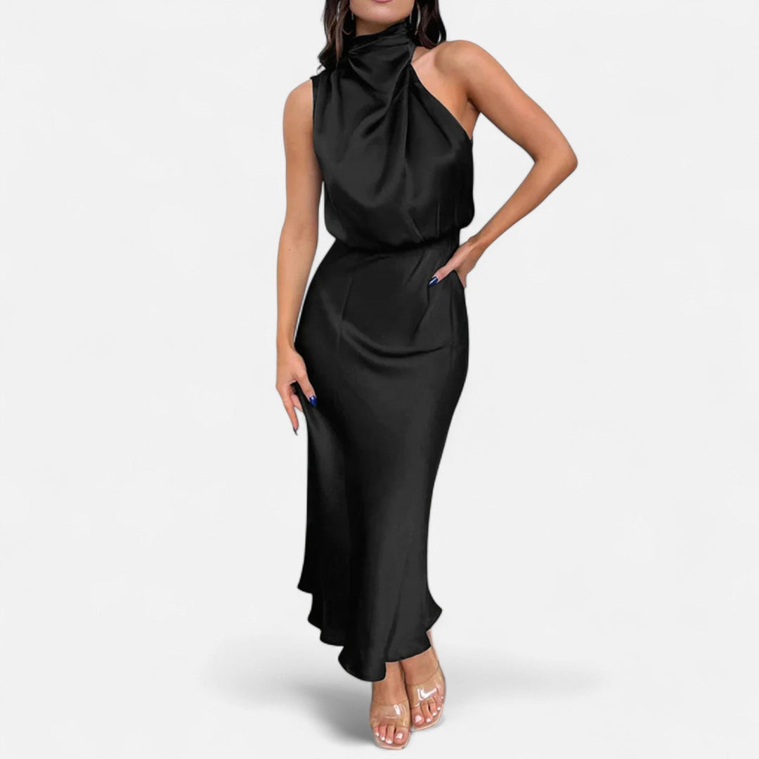 Valantomode | Women’s Satin A-Line Sleeveless Long Dress