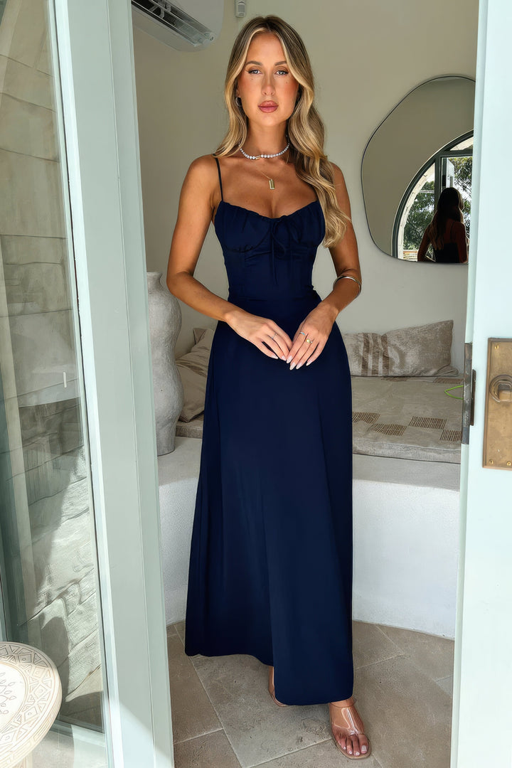 Valantomode | Sweetheart Maxi Dress with Bow Accent for Elegant Style