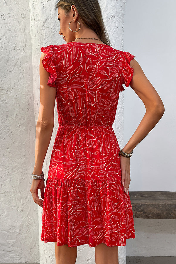 Valantomode | Trendy V Neck Mini Dress with Fashionable Prints
