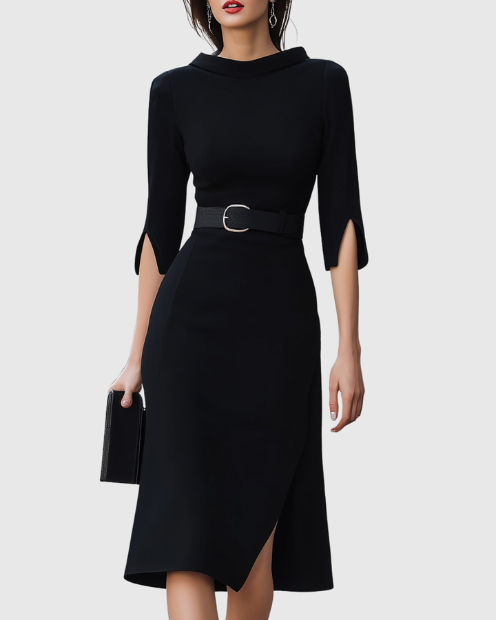 Valantomode | Timeless Black Midi Dress for Every Occasion