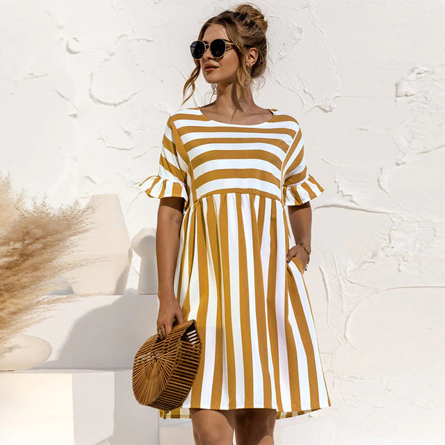 Valantomode | Chic Striped Dress Perfect for Summer Days and Events