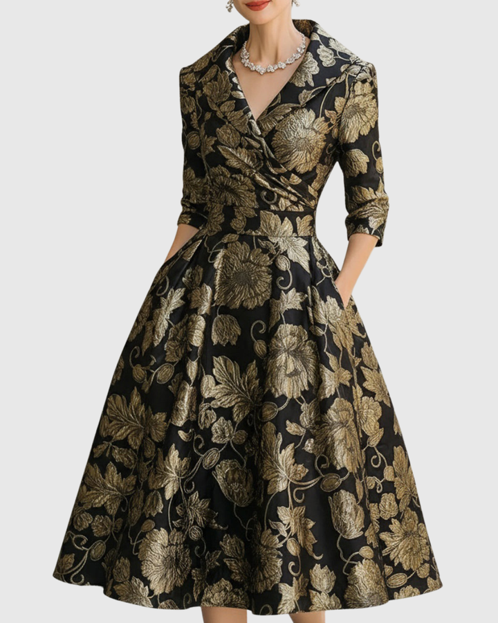 Valantomode | Beautiful Floral Embroidered Midi Dress for Everyday Wear