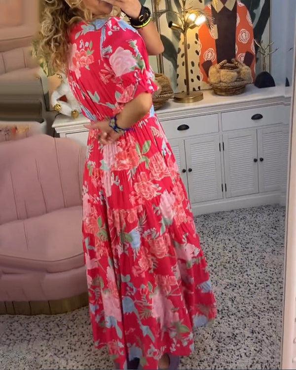 Valantomode | Dress with Vibrant Floral Pattern