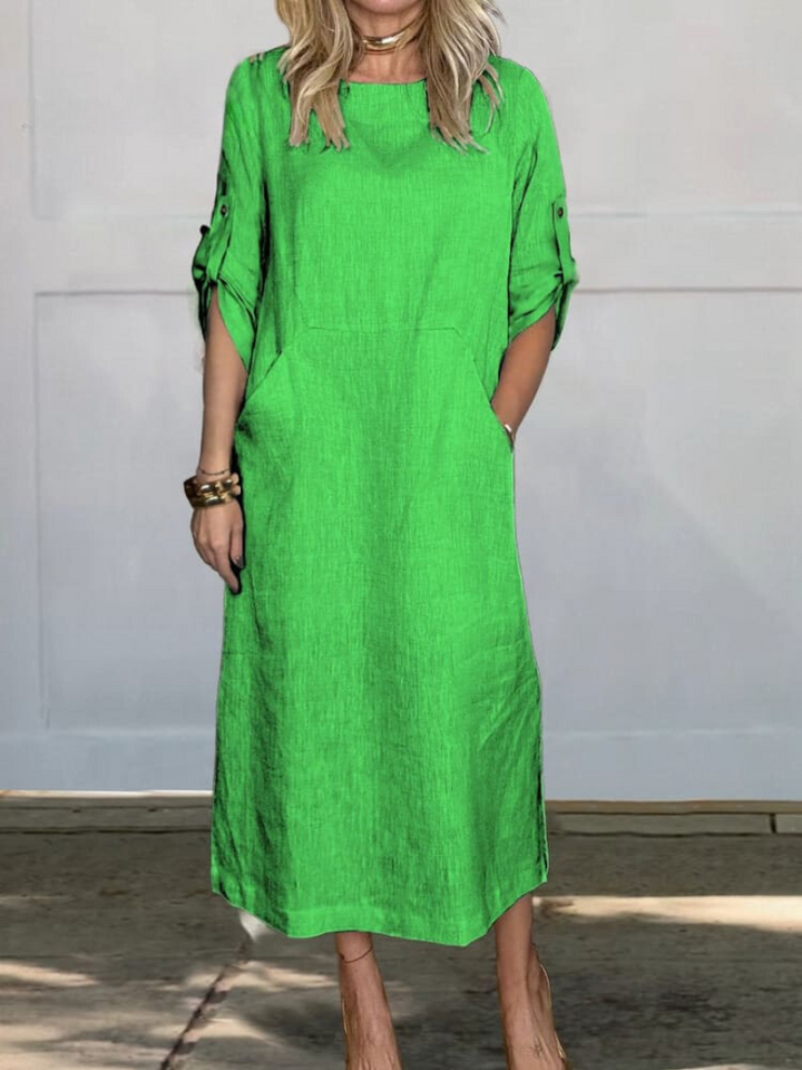 Valantomode | Chic Linen Dress for Effortless Summer Style