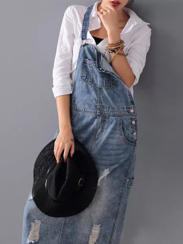 Valantomode | Trendy Denim Dress with Slit for Casual Outings