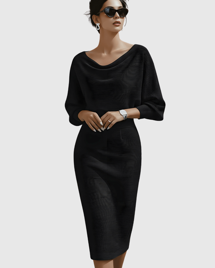 Valantomode | Stylish White Batwing Midi Dress for Women’s Fashion