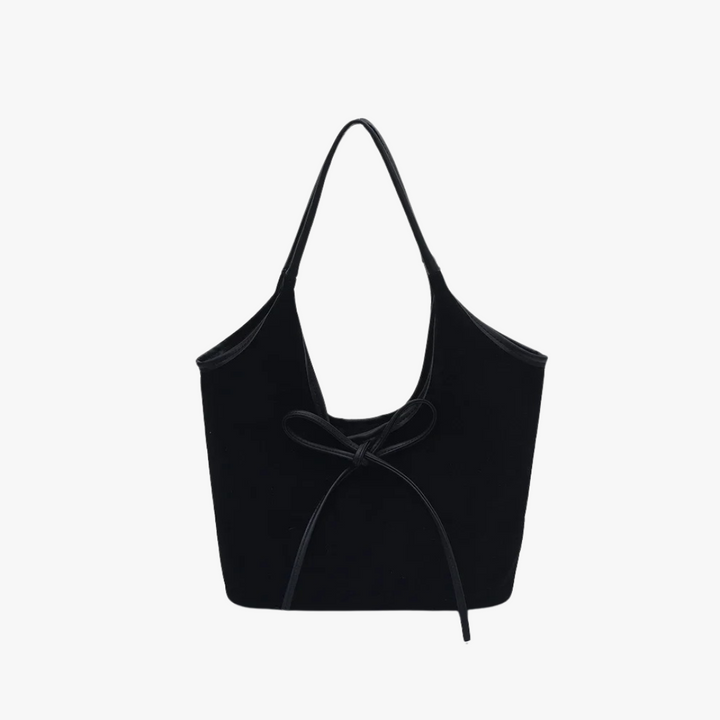 Valantomode | Velvet Ribbon Garrison – Premium Vegan Suede Tote with Soft-Touch Handle Straps