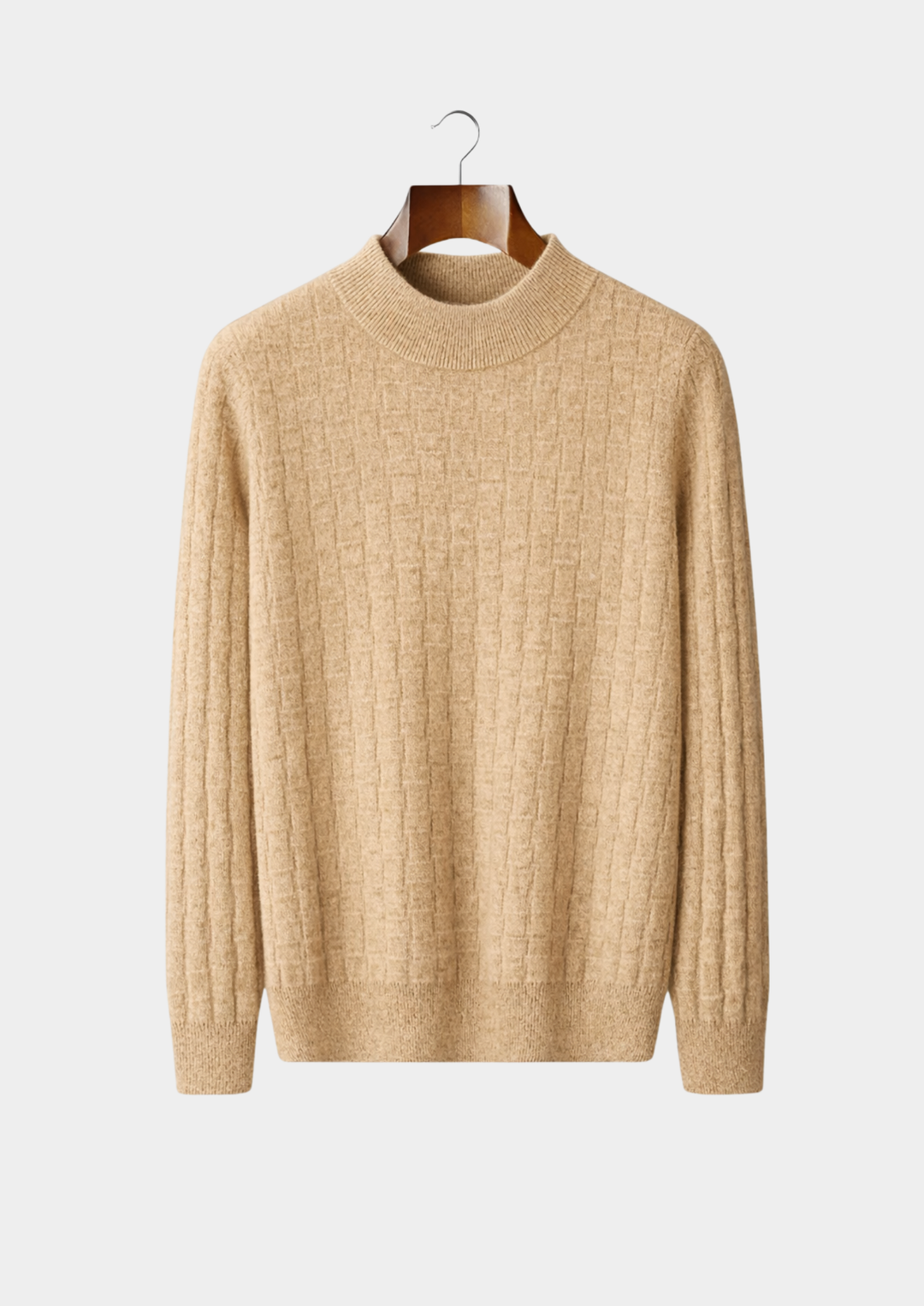 Valantomode | Men’s Textured Mockneck Knit – Geometric Presence & Tactical Elegance