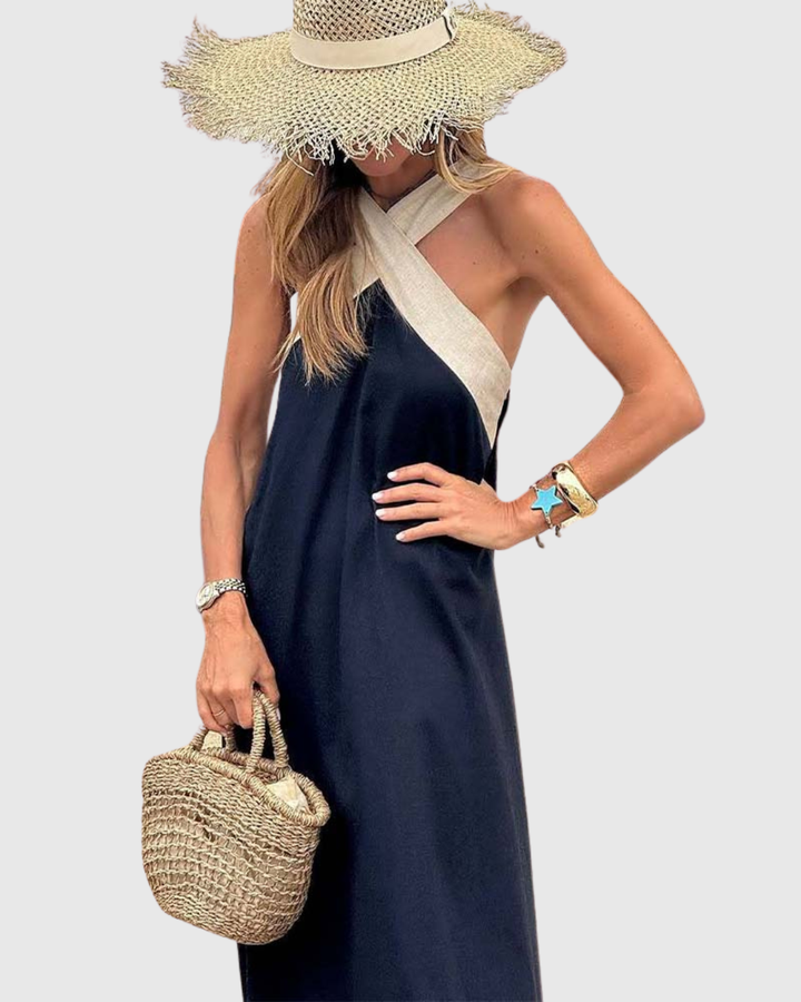 Valantomode | Chic Cross-Neck Dress for Stylish Summer Outings