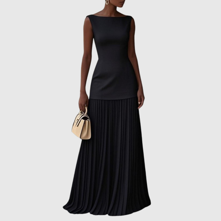 Valantomode | Stylish Sleeveless Dress with Elegant Flowing Pleats